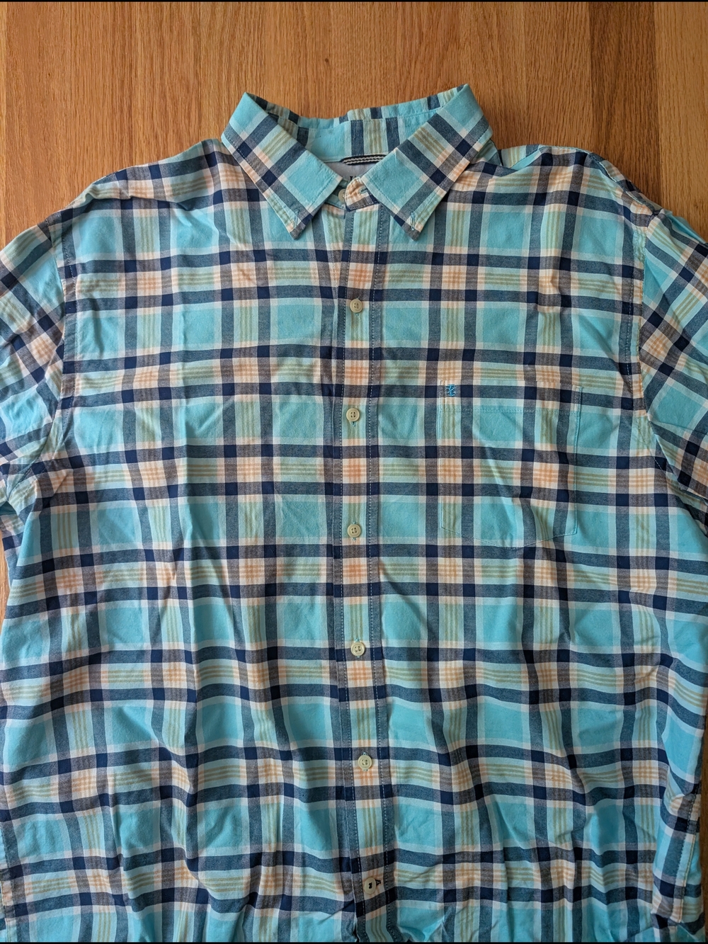 IZOD XL Men's Blue Plaid Button-Down Shirt